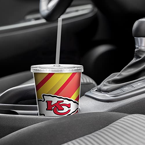 Image of Rico Industries NFL Football 16oz Clear Tumbler W /Straw for NFL Fans