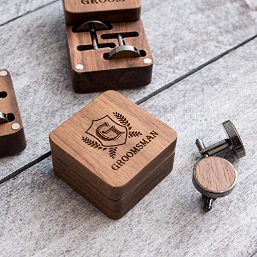 Engraved 'Groomsman' Square Box & Gunmetal Cufflinks - Gift for Dad on Wedding or Batchelor Party - Wedding Cuff links Party Favor