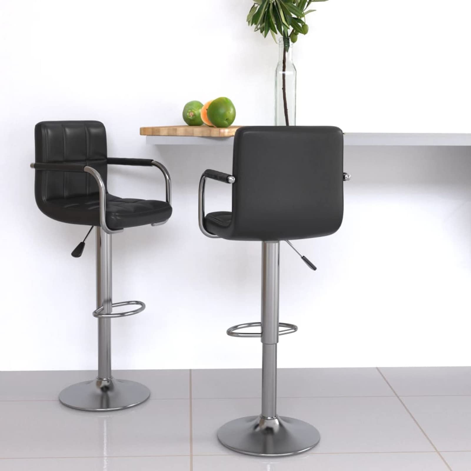 Homgoday Taburetes de bar, 2 unidades, color negro, de piel sintética, silla de oficina, silla de oficina, bar, silla de escritorio para salón o dormitorio