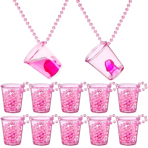 WGXX 12 Pcs Bachelorette Shot Glasses Set Bachelorette Party Favors Shot Cups Funny Plastic Beaded Gifts Shot Glass for Bachelor Wedding Party Decorations (Non-Luminous Pink Cup)