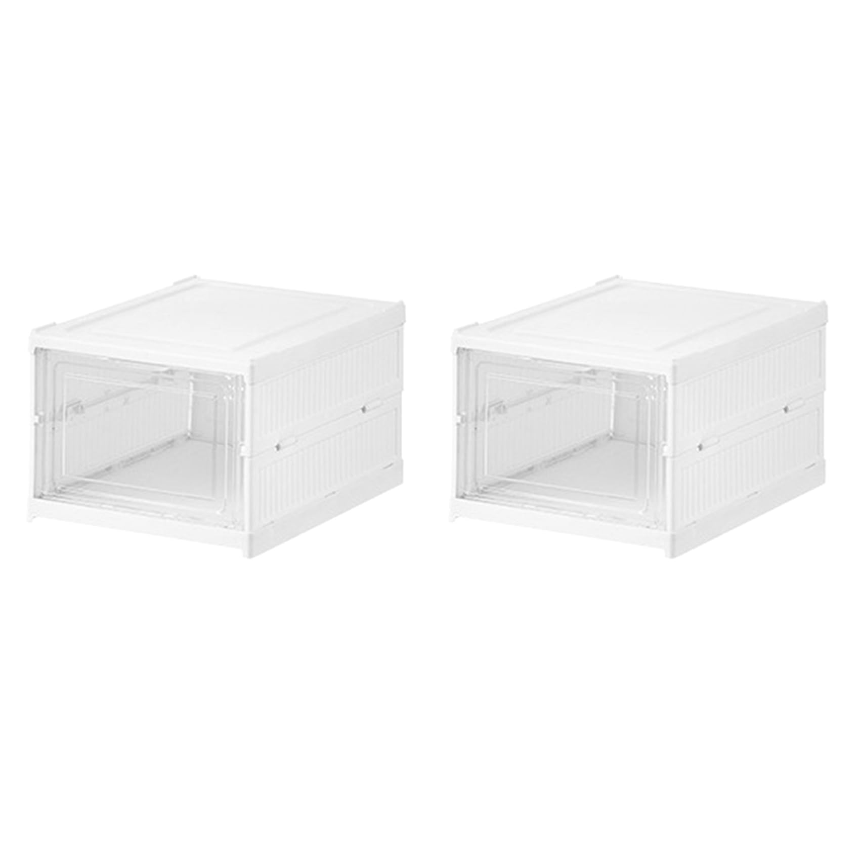 moonsun 2 scatole portaoggetti per scarpe, montaggio, pieghevole, con porta trasparente, salvaspazio, in plastica e trasparente