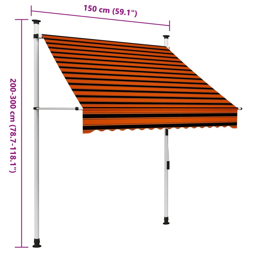 Möbel Wohnaccessoire Handauszug Markise 150 cm Orange und Braun Möbel