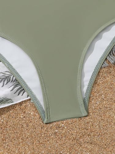 OYOANGLE Girl's 4 Piece Swimsuit Tropical Print Scoop Neck Cami Bikini Sets with Cover Up Top and Skirt4