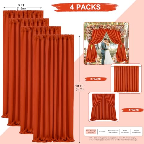 Image of Rust Backdrop Curtains 20ft x 10ft Polyester Backdrop Drapes Fabric for Halloween Party Stage Window Supplies Decorations