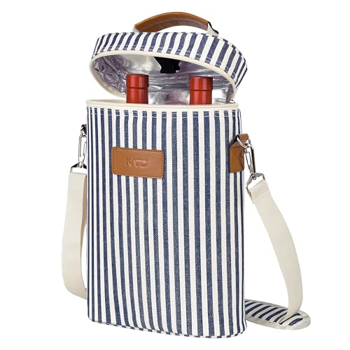 Kato Tirrinia Kühltasche für 2 Flaschen- Flaschenträger für Wein & Bier, gepolsterte 2 weinkühltasche mit isoliert,Griff & Schultergurt, Flaschenkorb für Reise, Picknick, Party