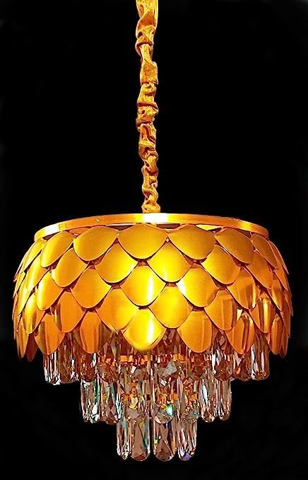 Image of Avior Crystal Chandelier for Living Room Modern Ceiling Light Jhumar for Hall Light for Living Room and Hall Round Jhoomer Show Lights for Home Decoration Ceiling (Gold 400 mm)
