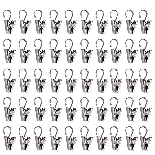 Yitaocity 50Pcs Stainless Sliver Metal Sprung Curtain Alligator Clips Hook Clip Clamps Pegs