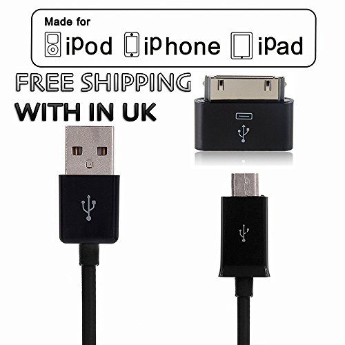 30 pin Dock Connector to Micro USB Adapter For ipod ipad 2 iPhone 4 4S 3GS Black