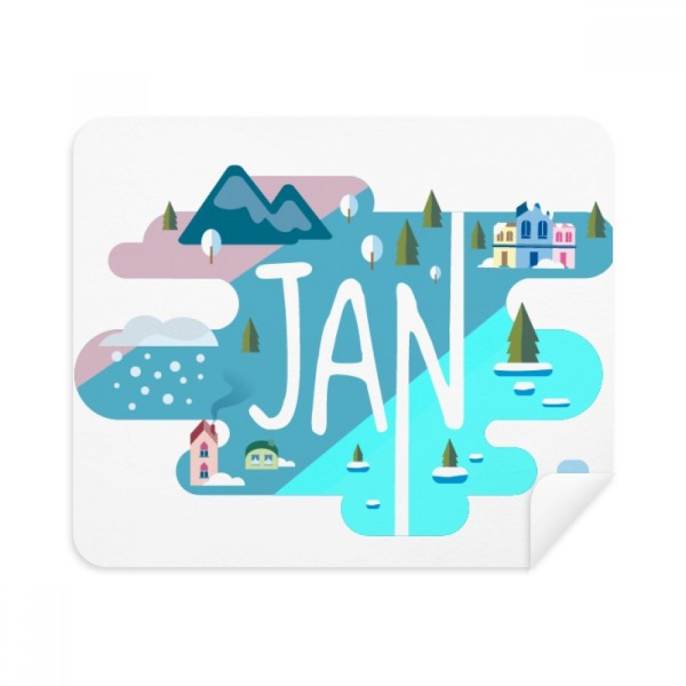 January Month Season Illustration Cleaning Cloth Screen Cleaner 2pcs Suede Fabric