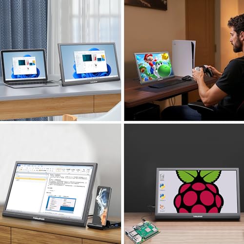 Image of Thinlerian 17.3 Inch Portable Monitor 1600x900 HD Resolution with USB-C HDMI Dual Speakers, External Display Second Screen for Laptop PC Phone, Travel, Office