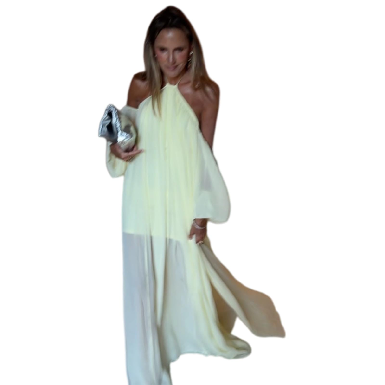 Robe jaune de plage romantique pour des vacances d'été inoubliables