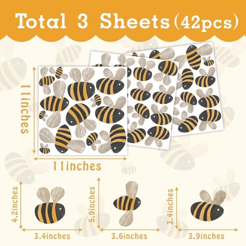 Vinilos decorativos de abejas pequeñas 42 piezas miniatura 5
