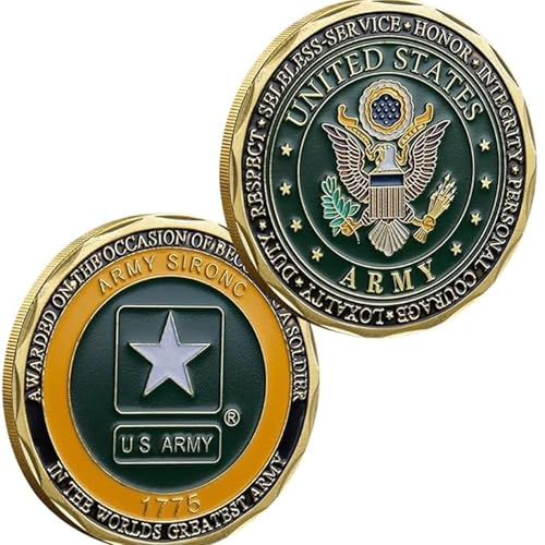 U.S. Army Soldier Military Challenge Coin - Gold Plated Commemorative Coin - Military Gift for Graduation, Awards & Collectibles