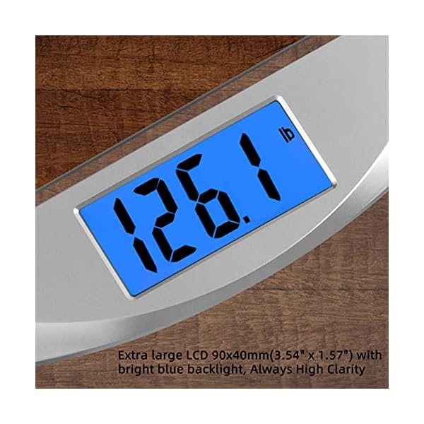 Vitafit-Digital-Body-Weight-Bathroom-Scale-Weighing-Scale-with-Step-On-TechnologyExtra-Large-Blue-Backlit-Display-and-Batteries-Included-400-PoundsClear-Glass Vitafit Digital Bathroom Scale for Body Weight,Weighing Professional Since 2001,Extra Large Blue Backlit LCD and Step-On, Batteries Included, 400lb/180kg,Clear Glass,Silver