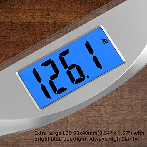 Vitafit Digital Bathroom Scale for Body Weight,Weighing Professional Since 2001,Extra Large Blue Backlit LCD and Step-On, Batteries Included, 400lb/180kg,Clear Glass,Silver - Image 4