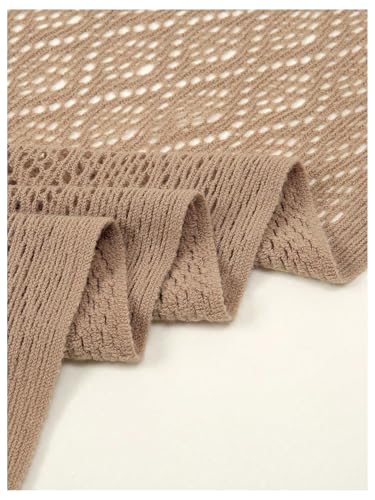 Verdusa Women's Fringe Shrug Sweaters Shawl Front Warp Cardigan Hollow Out Knitted Shawl Wraps4