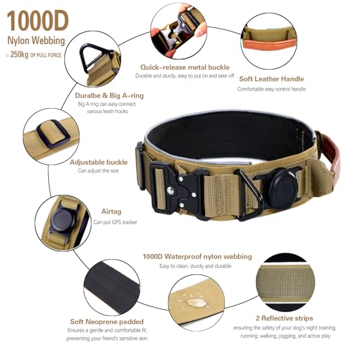 Collier AirTag grand chien anti-perte avec boucle métal robuste