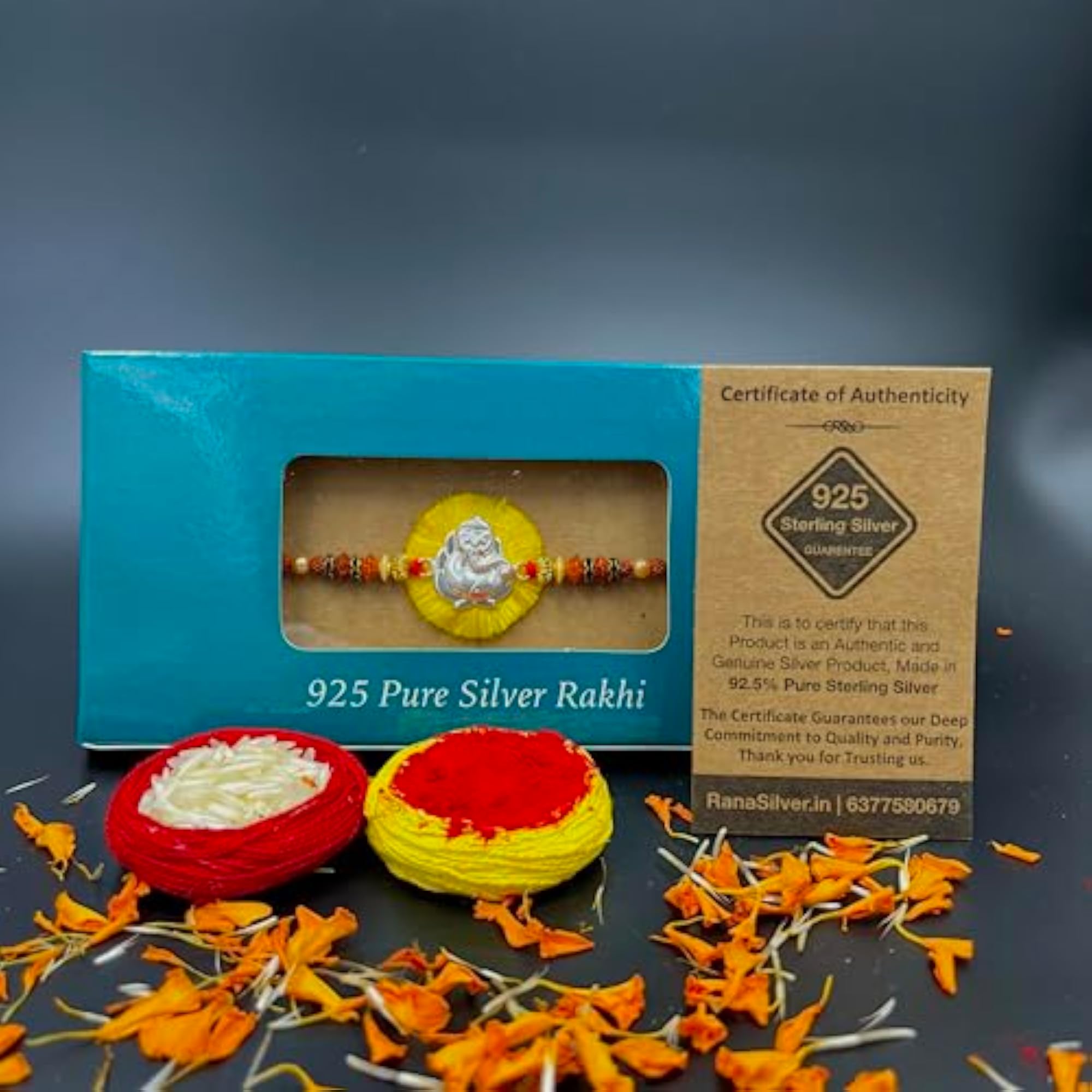 Real Pure Rudraksha Bracelet for Brothers, Red-Yellow 1