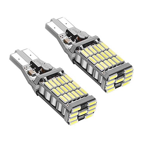 RAYHOO 1000 lumens Extremely Bright 921 912 LED Backup Light Bulbs Canbus Error Free T15 906 W16W socket 45pcs AK-4014 Chipsets, Only For Backup Reverse Lights, Xenon White 6000K, 2pcs Cover