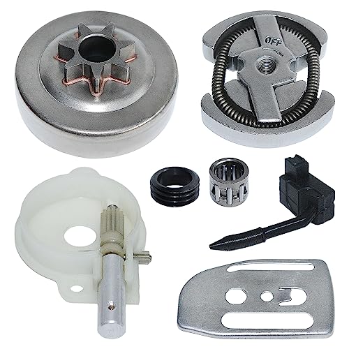 Gubeter Kit de Tambor de Embrague y Engranaje de engrasador de Bomba de Aceite, motosierras para Husqvarna 41 136 137 141 142, 530014410, 530069342, 530047855