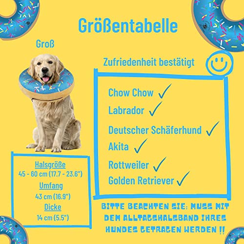Aufblasbares Hundehalsband | Tolle Alternative zum Hundetrichter | Bequemes Genesungshalsband für große Hunde (Blau)