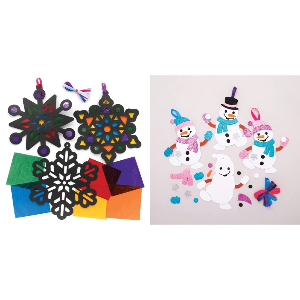 Baker Ross Bastelset Laternen 4er Pack - Schneeflocken & Sterne Mit Buntglas-Effekt