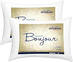 Kit Travesseiros 02 Peças Bonjour Fibra Siliconizada em Microfibra 70cm x 50cm - Ortobom