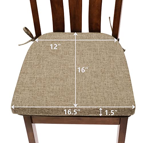 Tromlycs Chair Cushions With Ties For Dining Room Chairs Set Of 4 Non Slip Farmhouse Kitchen Chair Seat Pads Cushions 16X16.5 Inch Nature Linen #TOP2