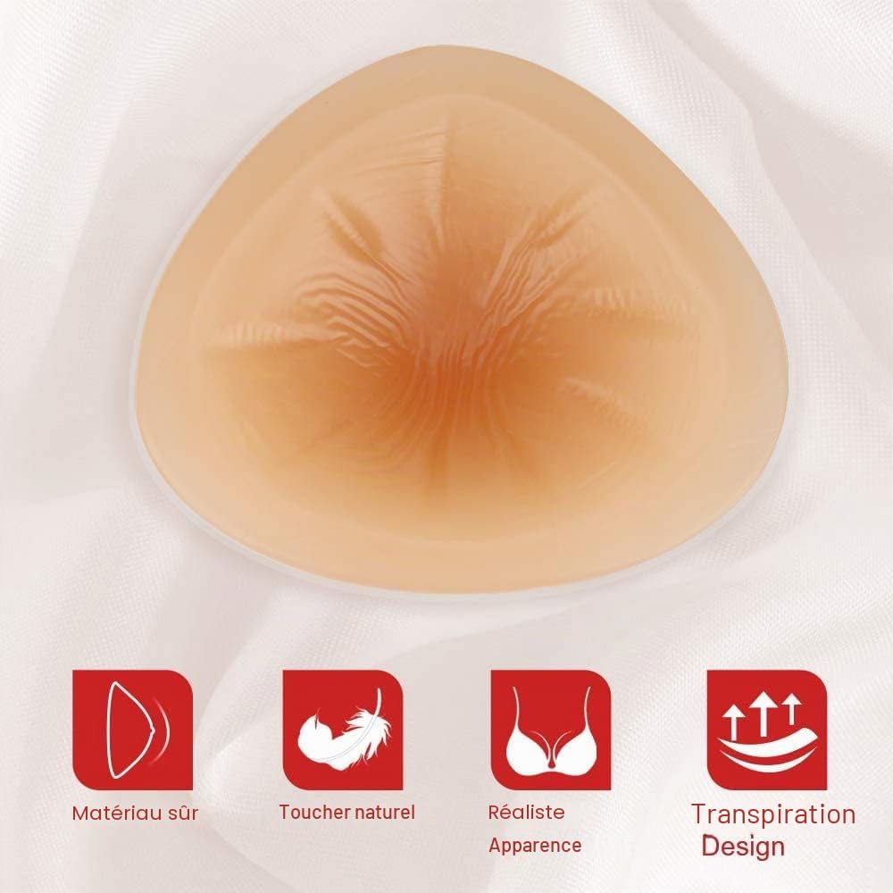 Prothèse de mastectomie triangulaire en silicone pour soutien-gorge (1 pièce)