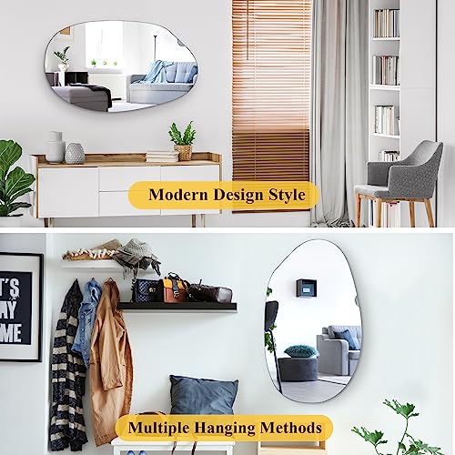EVENLIVEAsymmetrical-MirrorIrregular-Wall-MirrorUnique-Vanity-MirrorModern-MirrorOrganic-Cool-MirrorAsymmetry-Shaped-Mirrorfor-entryway-Bedroom-Living-Room-Wall-DecorOval-335x-196