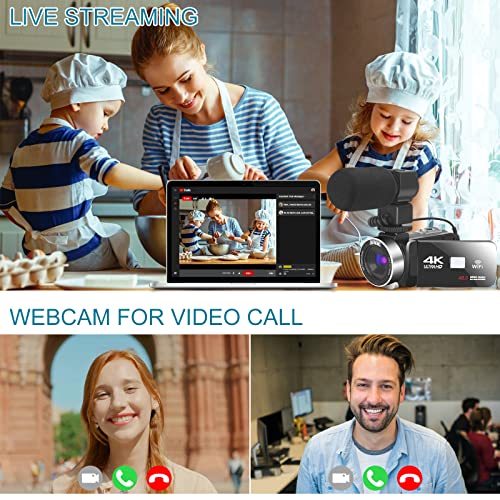 Video Camera with Microphone 4K Camcorder Digital Video Recorder YouTube Vlogging WiFi Camera 48.0MP Webcam for Live… - Image 6
