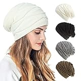 Strickmütze Damen Herren Wintermützen Winter Warm Weiche Beanie Mütze Street Style Hat Frauen Gefütterte Haube Einheitsgröße Einfarbig Herbstmütze Schal Winddicht Turban Weihnachten