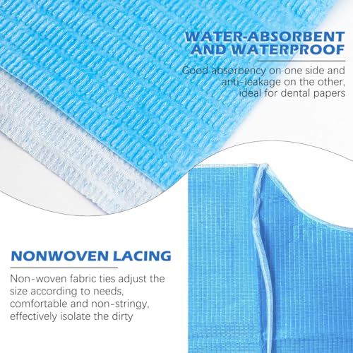 ZJIVQO 60pcs Disposable Dental Bids Adult Bibs Waterproof Dental Bibs with Rope Tie- Back Poly Bibs Table Covers for Tattoo Dental Clinic Use - Image 3