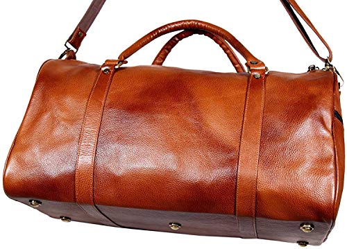 Image of RICHSIGN Leather Accessories 24 litres Duffle Bags for Men Travel, (TAN)-(Weight-1 KG /1000 GR)(Dimension = H- 12 x L- 20 x W- 8 Inch)