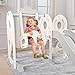 Elevon 4 in 1 Toddler Slide and Swing Set, Bus Themed Baby Slide for Toddlers, Indoor Outdoor Toddler Playground Backyard, Easy to Store, Safe Toy for Toddlers Slide, Kids - White & Gray