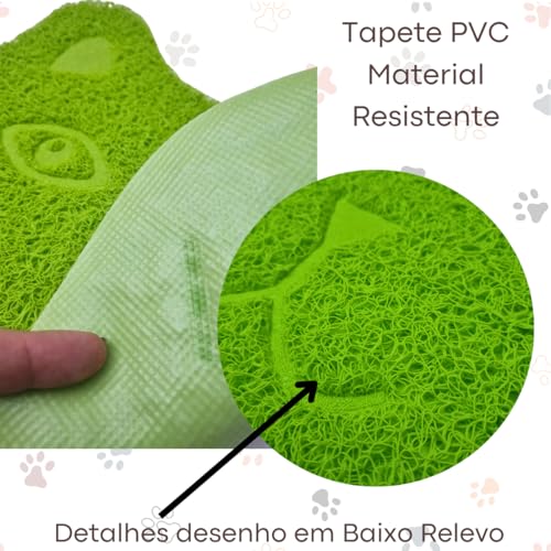 Tapete Pet, Jogo Americano em PVC, Capacho, para Gatos, Comedouro e Bebedouro, Desenho Gato, Caixa d