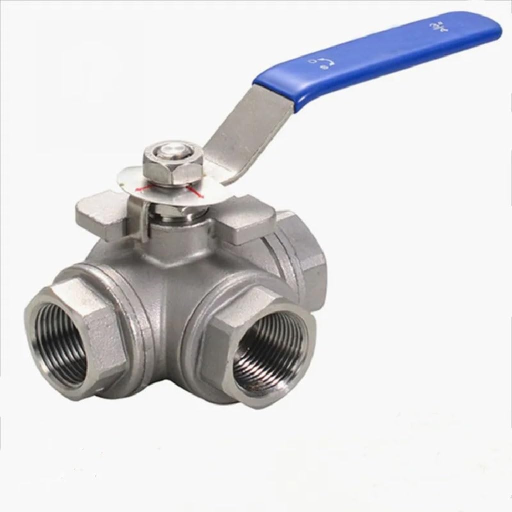 valvola a sfera, valvola a sfera in acciaio inox, Valvola a sfera in acciaio inossidabile da 1 pezzo, valvola a sfera a 3 vie con porta T/L femmina BSP da 1/4" 3/8" 1/2" 1" Adattatore connettore for a