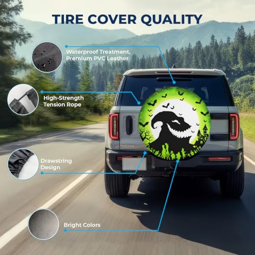 Image of GENANY Horror Sack Father's Day PVC Spare Tire Cover for RV Trailer, Waterproof, No Camera Hole, Size 15 Fits 27-29 Inch