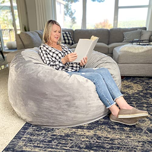 Whatsbedding 3 Ft Bean Bag Chair: 3' Memory Foam Bean Bag Chairs For Adults With Filling, Soft Bean Bag Sofa With Premium Velvet Cover,Bean Bags With Stuffed Foam Filling,Black,3 Foot #TOP1