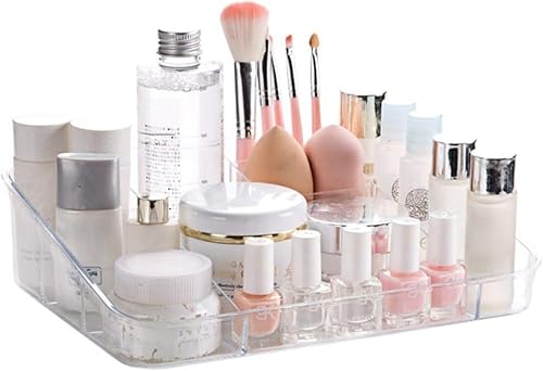 SUNFICON Bandeja organizadora de maquillaje, vitrina de cosméticos, soporte de almacenamiento de artículos de papelería de oficina, unidad de