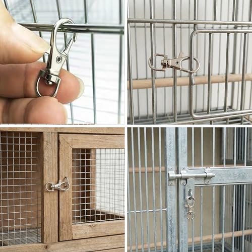 Image of 12Pcs Bird Cage Lock Clips, Metal Trigger Snap Hooks, Anti-Escape Swivel Trigger Clasps, D Eye Bird Cage Escape-Resistant Door Buckles for Bird Small Pets Cages Door Buckle Lock