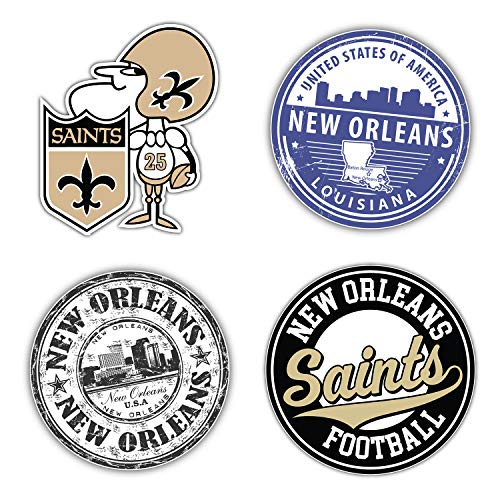 New Orleans City Saintzzz - Juego de 4 pegatinas troqueladas para fútbol (12,7 cm, lado más largo)