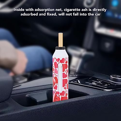 Image of CHICIRIS Handheld Ashtray, Portable Car Cigarette Holder Ash Tray for Home Office Outdoor Smoking, 5.5in (Heart)