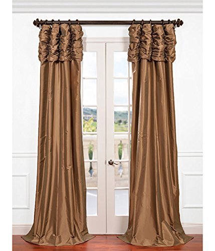 Image of HPD Half Price Drapes Ruched Faux Taffeta Silk Curtains for Living Room 50 X 120 (1 Panel), PTCH-206-120-RU, Gold Nugget