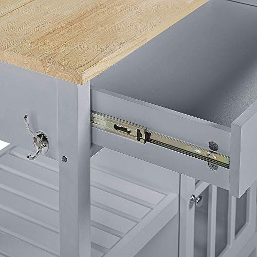Carrello Da Cucina In Mdf Grigio Legno Chiaro Con Ripiano Per Armadietto Con Ripiani Cassetti Con Ruote Scandinavo - 7