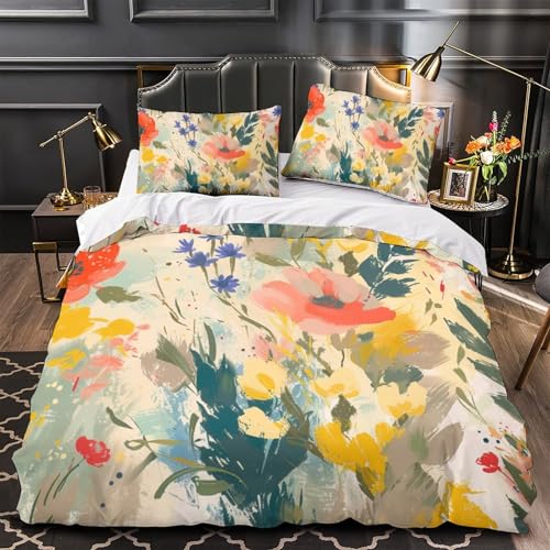 Housse de couette fleurs 3D microfibre douce double 200x200 - 4
