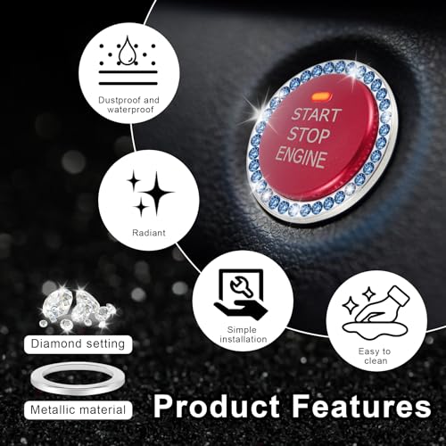 image for LivTee 2 PCS Crystal Combinatorial Rhinestone Car Engine Start Decorat