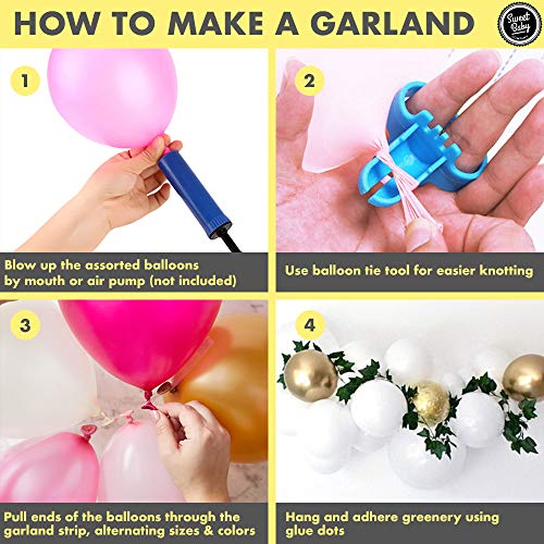 Sweet Baby Co. Baby Shower Decorations For Girl With Pink Balloon Arch Garland Kit, Baby Girl Banner Decor, Eucalyptus Boho Greenery Vine, Light Pink, Peach Blush, Gold, Confetti Balloons #TOP3