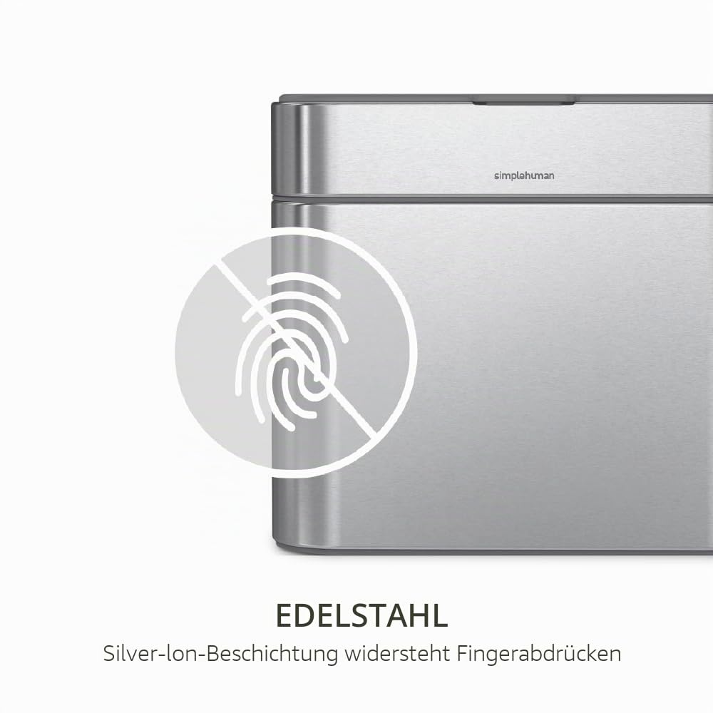 simplehuman CW1645 4 Liter, Kompost-Caddy, Komposteimer für Küche mit Deckel, gebürsteter Stahl, 5 Jahre Garantie