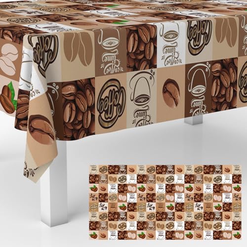 GZBJMYGS Coffee Beans Tablecloths Waterproof Table Covers Decorations for Brown Coffee Bean Theme Table Cloth Indoor Outdoor Party Banquet Supplies 53" x 108"